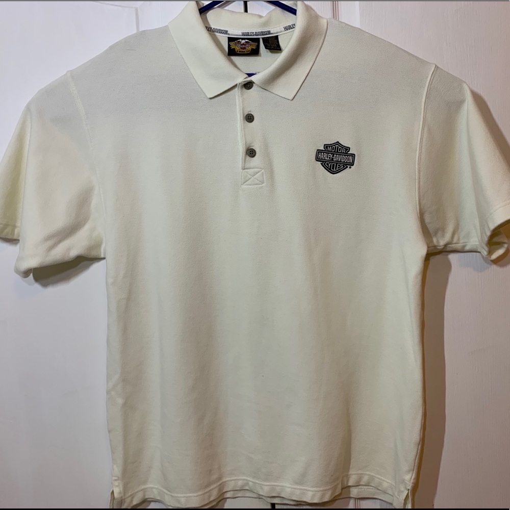 Harley Davidson Men polo Large white short sleeve